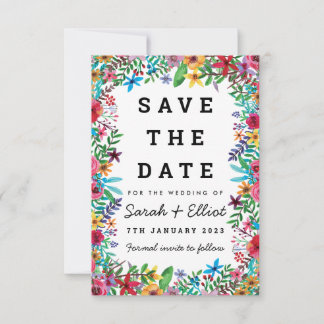 Colorful Flowers Save The Date Card