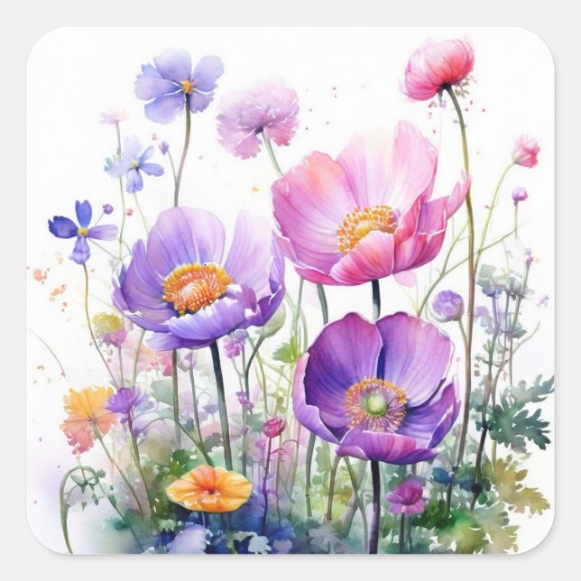 Colorful Flowers Stickers (Front)