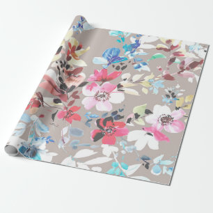 Colorful flowers, the leaves and flowers art desig wrapping paper