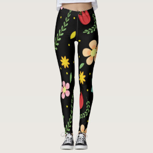Colorful Flowers Watercolor Cute Leggings