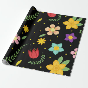  Colorful Flowers Watercolor Cute    Wrapping Paper