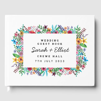 Colorful Flowers Wedding Guestbook