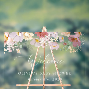 Colorful Flowers, Wildflowers, Baby Shower Welcome Acrylic Sign