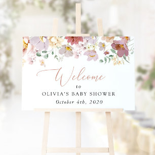 Colorful Flowers, Wildflowers, Baby Shower Welcome Poster