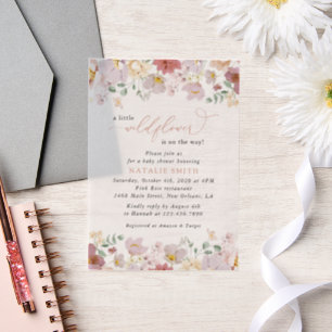 Colorful Flowers, Wildflowers, Boho, Baby Shower Vellum Invitations