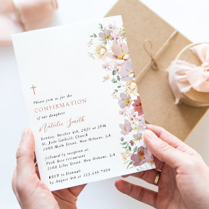 Colorful Flowers, Wildflowers, Boho, Confirmation Invitation