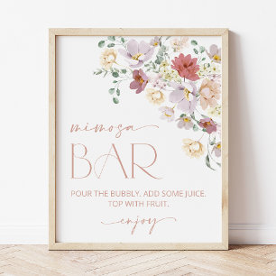 Colorful Flowers, Wildflowers, Boho, Mimosa Bar Poster