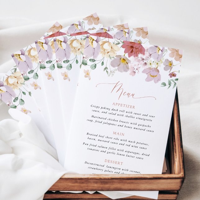 Colorful Flowers, Wildflowers, Boho, Wedding Menu (Creator Uploaded)