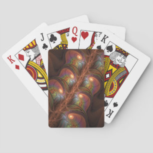Colorful Fluorescent Abstract Trippy Brown Fractal Playing Cards
