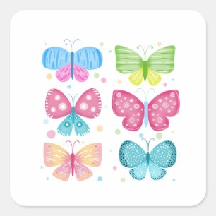 Colorful Flutter Friends Square Sticker