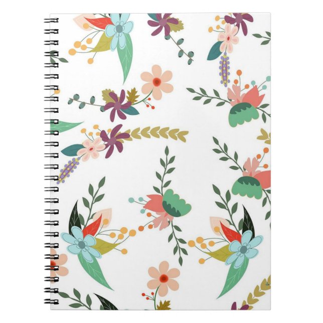 COLORFUL FOLK FLORAL BOTANICAL PATTERN NOTEBOOK (Front)
