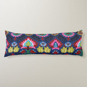 Colorful Folk Floral Dark Blue Body Cushion
