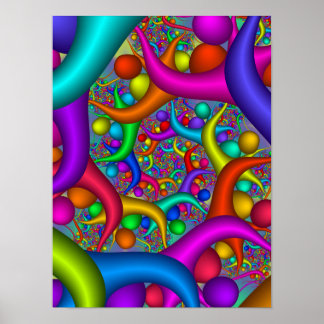Colorful Fractal Abstract Curved Spheres Poster