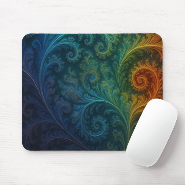 Colorful Fractal Mouse Pad (With Mouse)