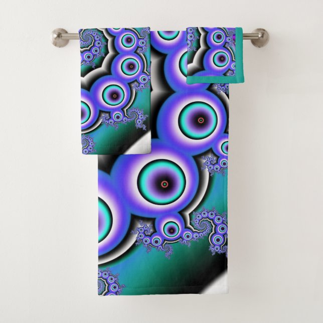 Colorful  Fractal Pearls Spiral Bath Towel Set (Insitu)