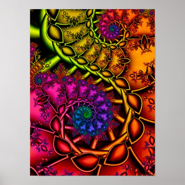 Colorful Fractal Spirals Poster (Front)