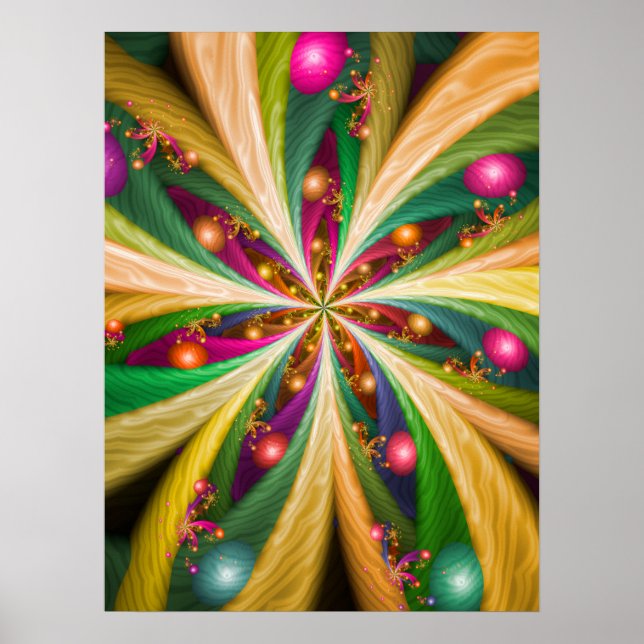 Colorful Fractal Star Poster (Front)