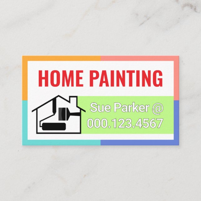 Colorful Frame Brush Paint Stripe Business Card (Front)