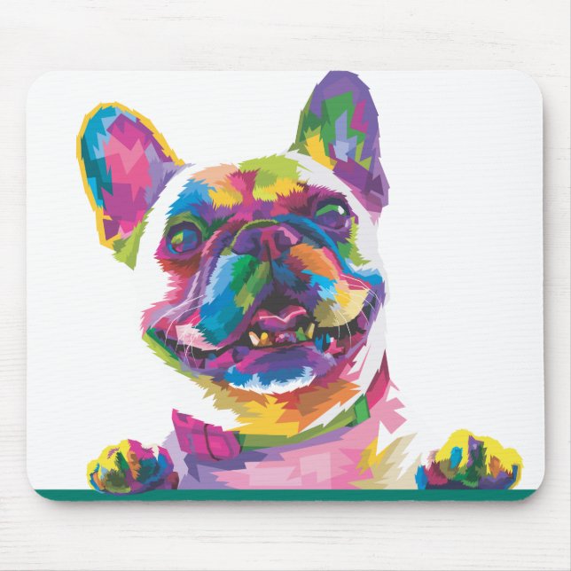 Colorful French bulldog Mouse Pad (Front)