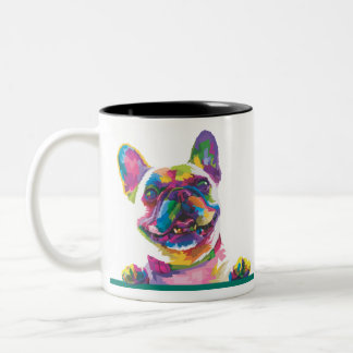 Colorful French bulldog Two-Tone Coffee Mug