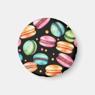 Colorful French Macaron Watercolor Pattern Magnet