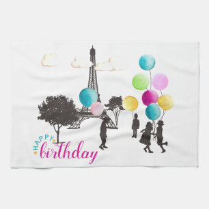 Colorful French Macarons Kids Playing Birthday Tea Towel