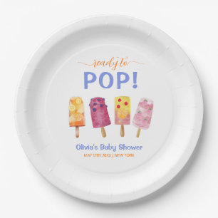 Colorful Fruit Ice Cream Popcicle Baby Shower  Paper Plate