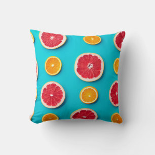 Colorful fruit pattern of fresh orange and grapefr cushion