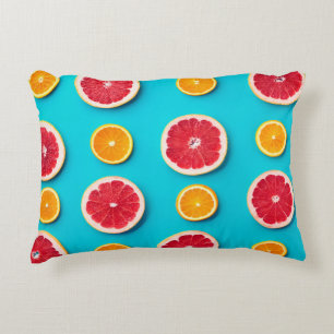 Colorful fruit pattern of fresh orange and grapefr decorative cushion