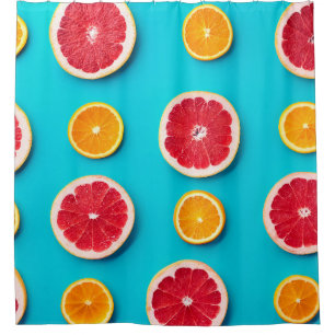 Colorful fruit pattern of fresh orange and grapefr shower curtain