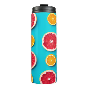 Colorful fruit pattern of fresh orange and grapefr thermal tumbler