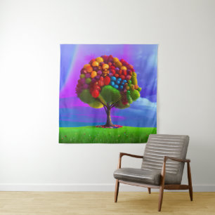 Colorful Fruit Tree Tapestry