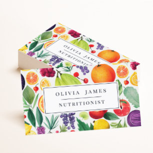 Colorful Fruit Vegetable Food Nutrition Dietician Business Card