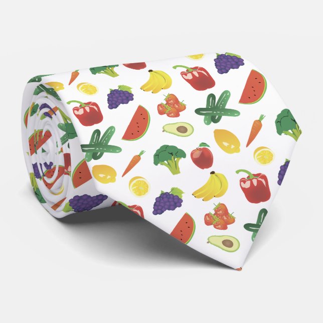 Colorful Fruits and Vegetables Tie (Rolled)