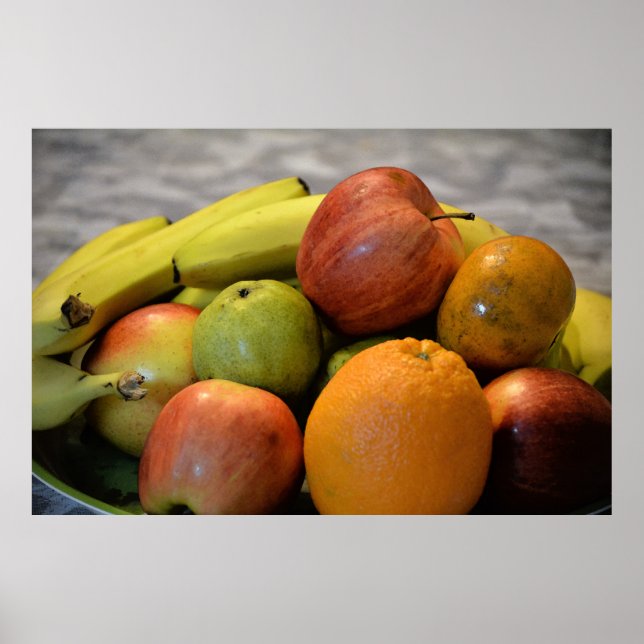 colorful fruits image print. apple, pear, orange.. poster (Front)
