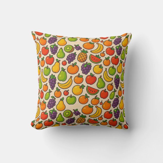 Colorful fruits patterned cushion (Front)