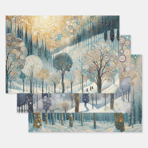 Colorful Fun Abstract Winter Wonderland Art Wrapping Paper Sheet