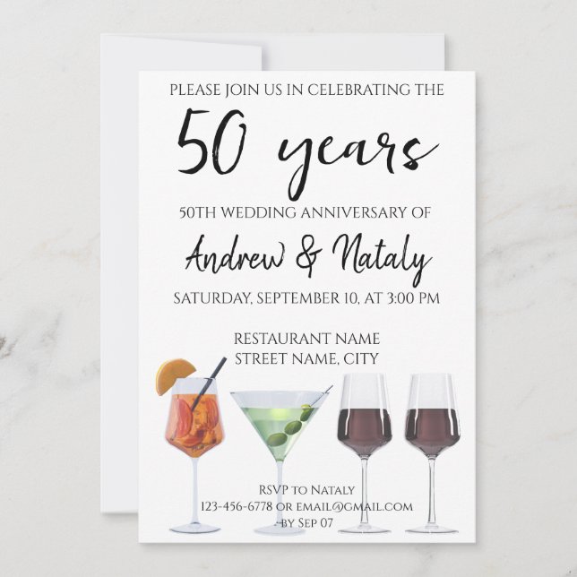 Colorful fun cocktails invitation (Front)