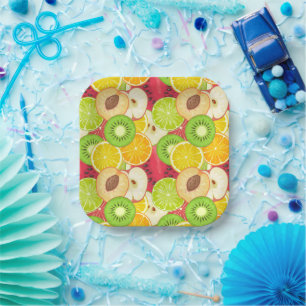 Colorful Fun Fruit Pattern Paper Plate