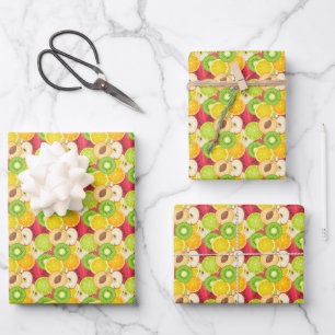 Colorful Fun Fruit Pattern Wrapping Paper Sheet