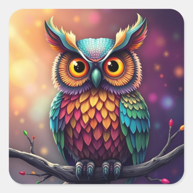 Colorful Fun Owl Stickers (Front)