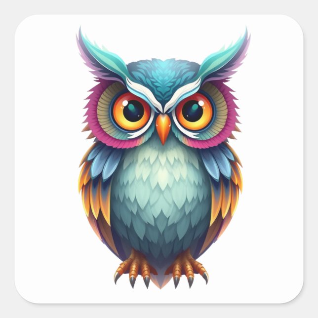 Colorful Fun Owl Stickers (Front)