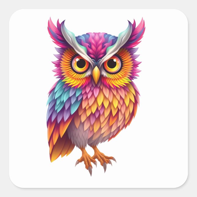 Colorful Fun Owl Stickers (Front)