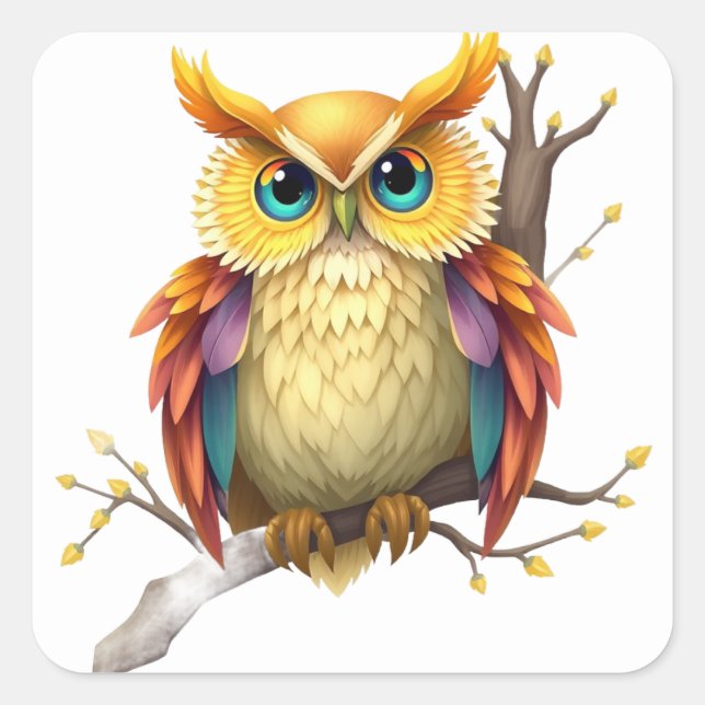 Colorful Fun Owl Stickers (Front)