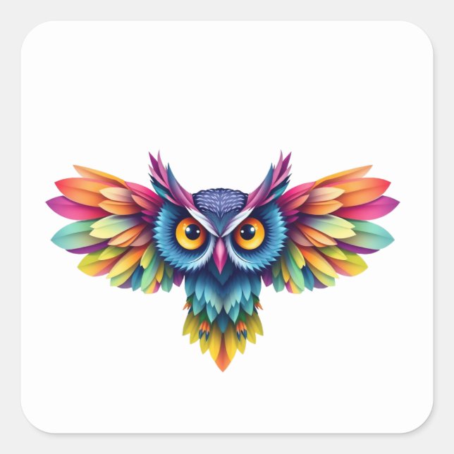 Colorful Fun Owl Stickers (Front)