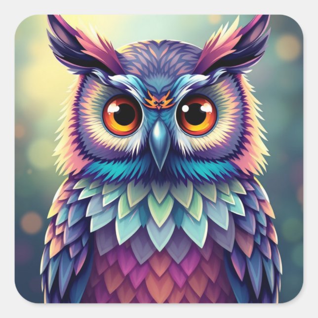 Colorful Fun Owl Stickers (Front)