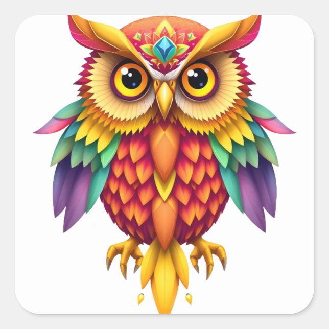 Colorful Fun Owl Stickers (Front)