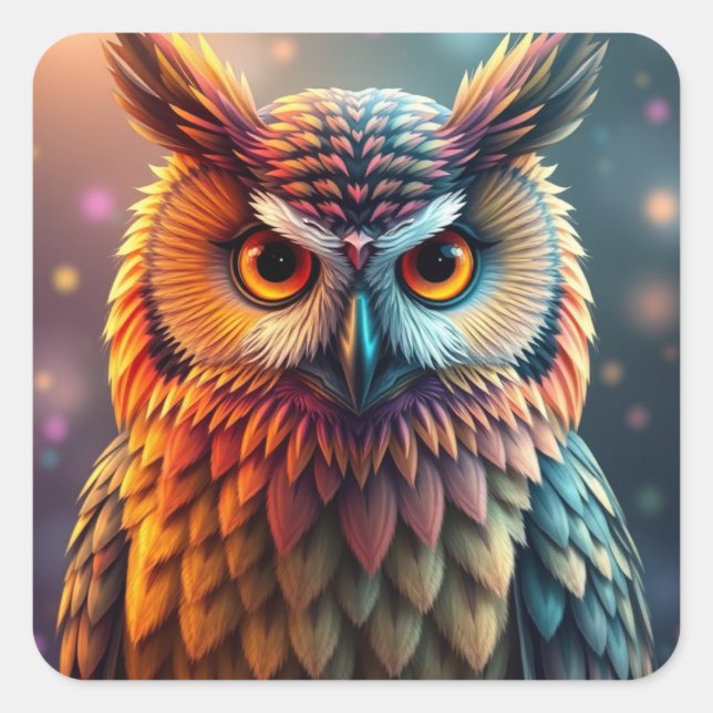Colorful Fun Owl Stickers (Front)