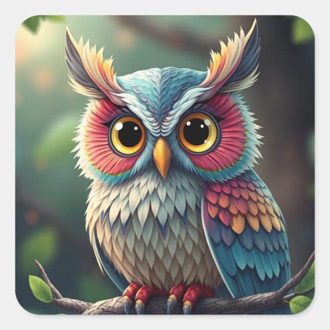 Colorful Fun Owl Stickers (Front)