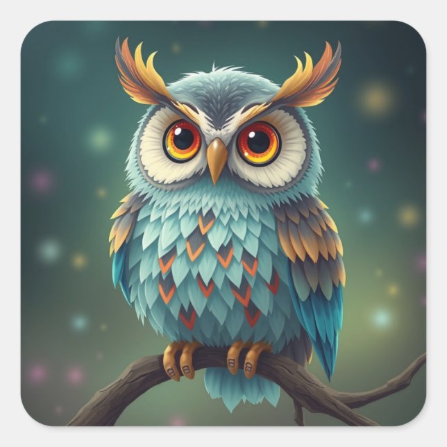 Colorful Fun Owl Stickers (Front)